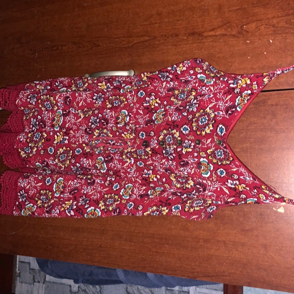Red Floral Romper